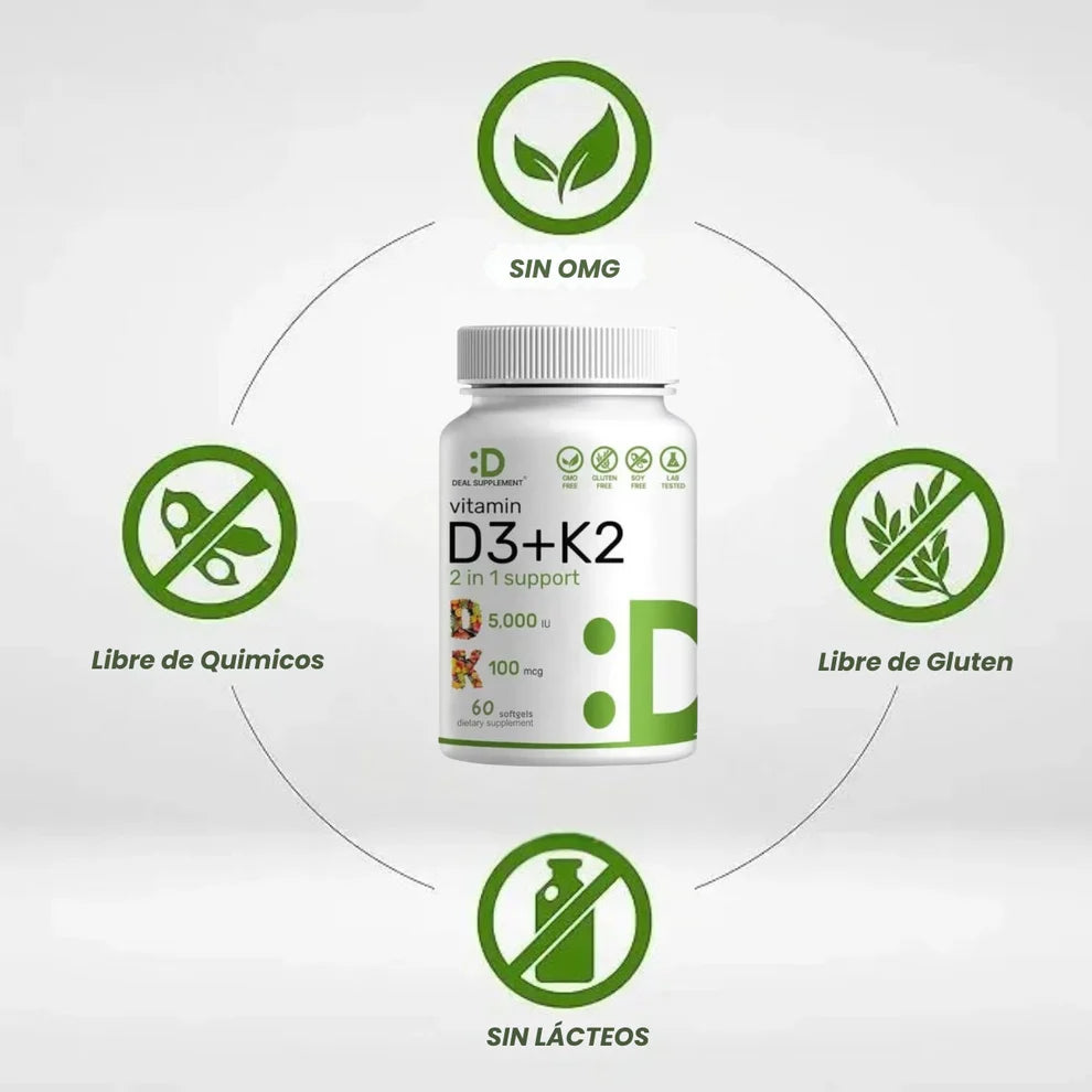 Suplemento de vitamina D3K2 - Tu escudo diario en una cápsula